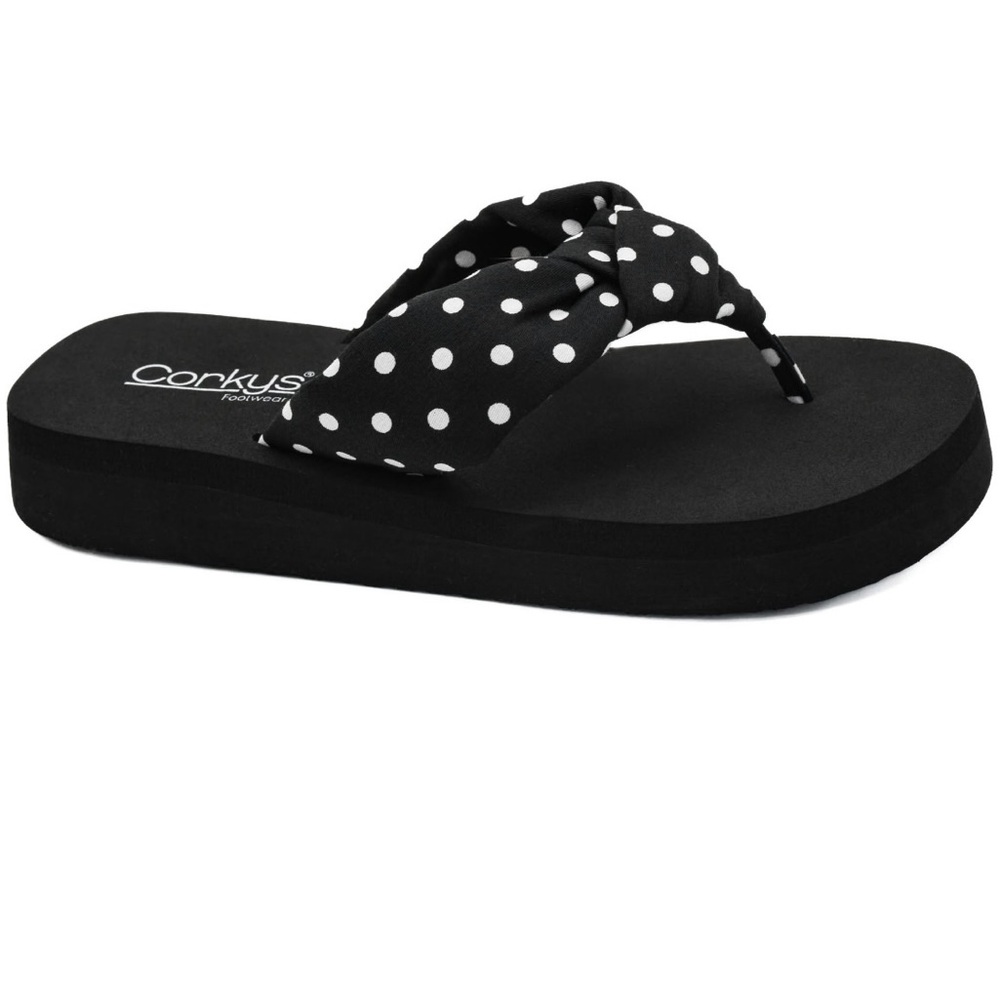 Corkys Black and White Polka Dot Sandals